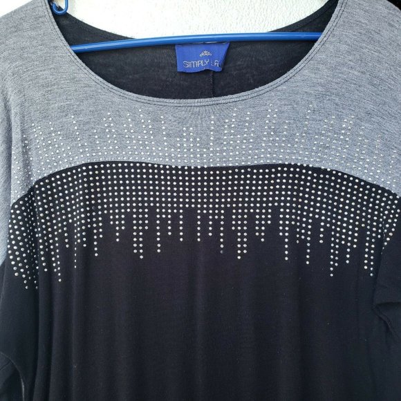 Simply Lara Top Blouse Long Sleeve Color Block - Picture 2 of 7